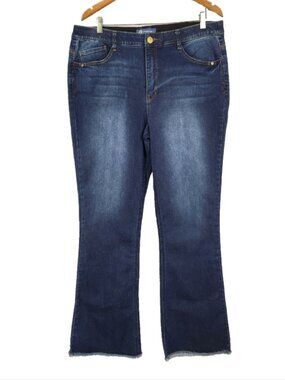 Democracy Ab Technology Boot Cut Denim Jeans Womens 16 Blue Raw Hem